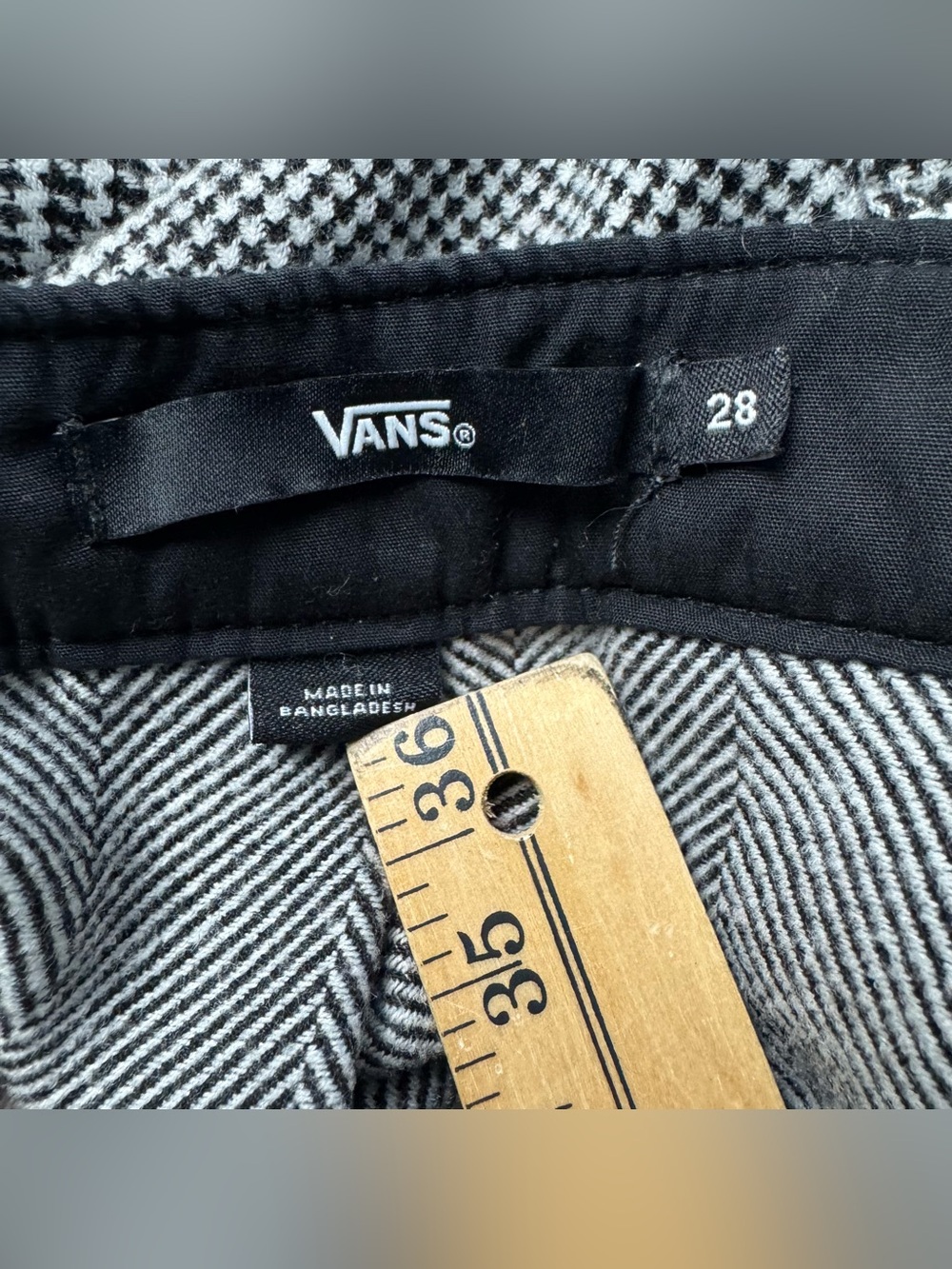 Vans Black White Micro Houndstooth Plaid Pleated Circle Skater Mini Skirt Sz 28 - Picture 2 of 9